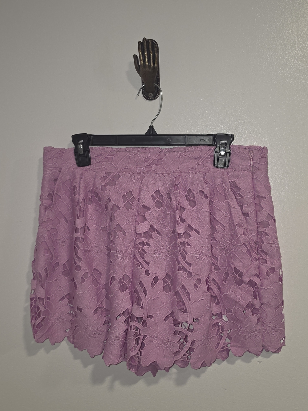 Umgee Lilac Floral Lace Overlay High Waist Shorts Women's Size Large